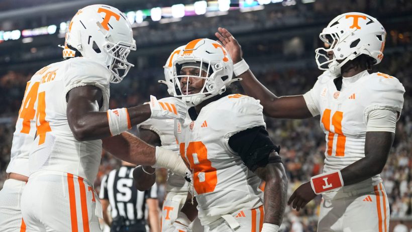 DeSean Bishop celebrates with his teammates after a touchdown.