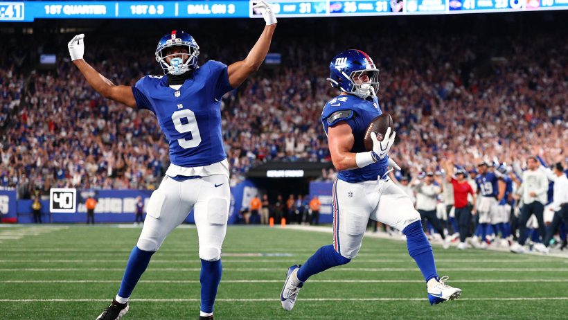 Cam Skattebo playing for the New York Giants in the 2026 NFL season.