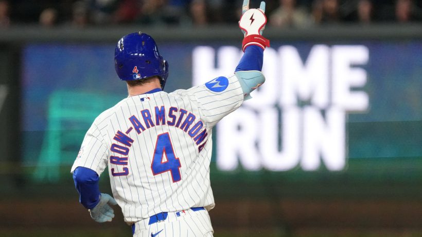 Pete Crow-Armstrong celebrates a home run