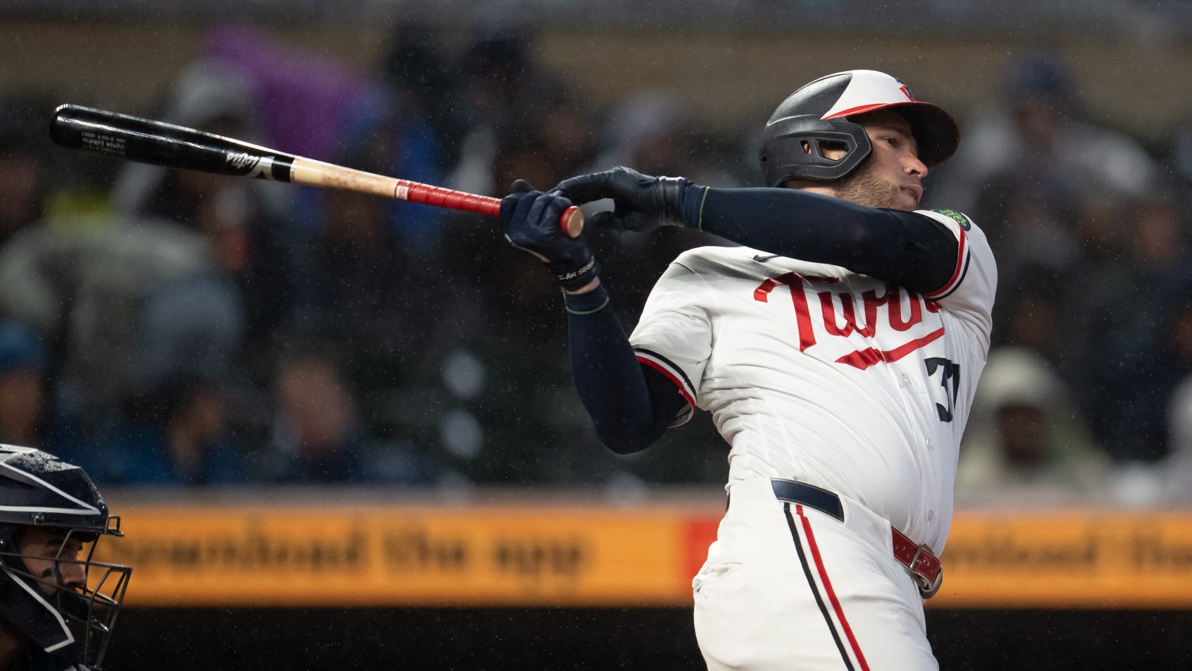 Victor Caratini hitting for the Minnesota Twins in the 2026 MLB season.