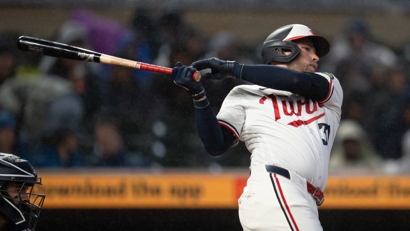 Victor Caratini hitting for the Minnesota Twins in the 2026 MLB season.