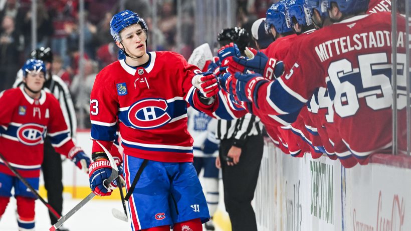 Ivan Demidov celebrates a goal vs the Maple Leafs.