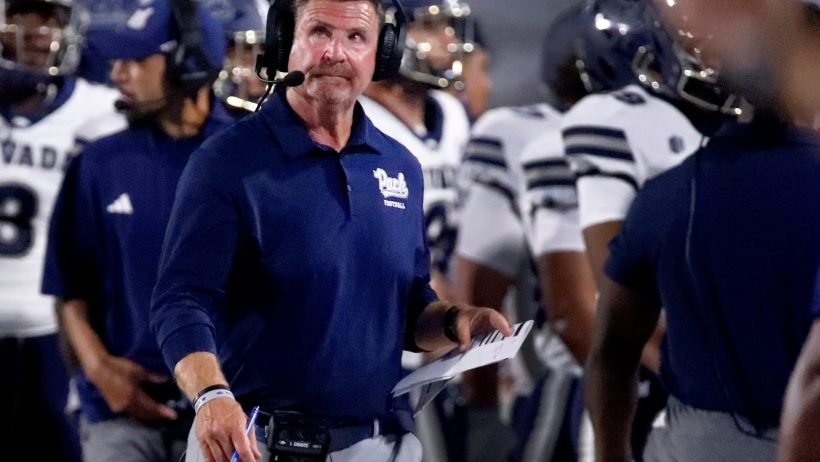 Nevada football coach Jeff Choate on the sideline against Middle Tennessee
