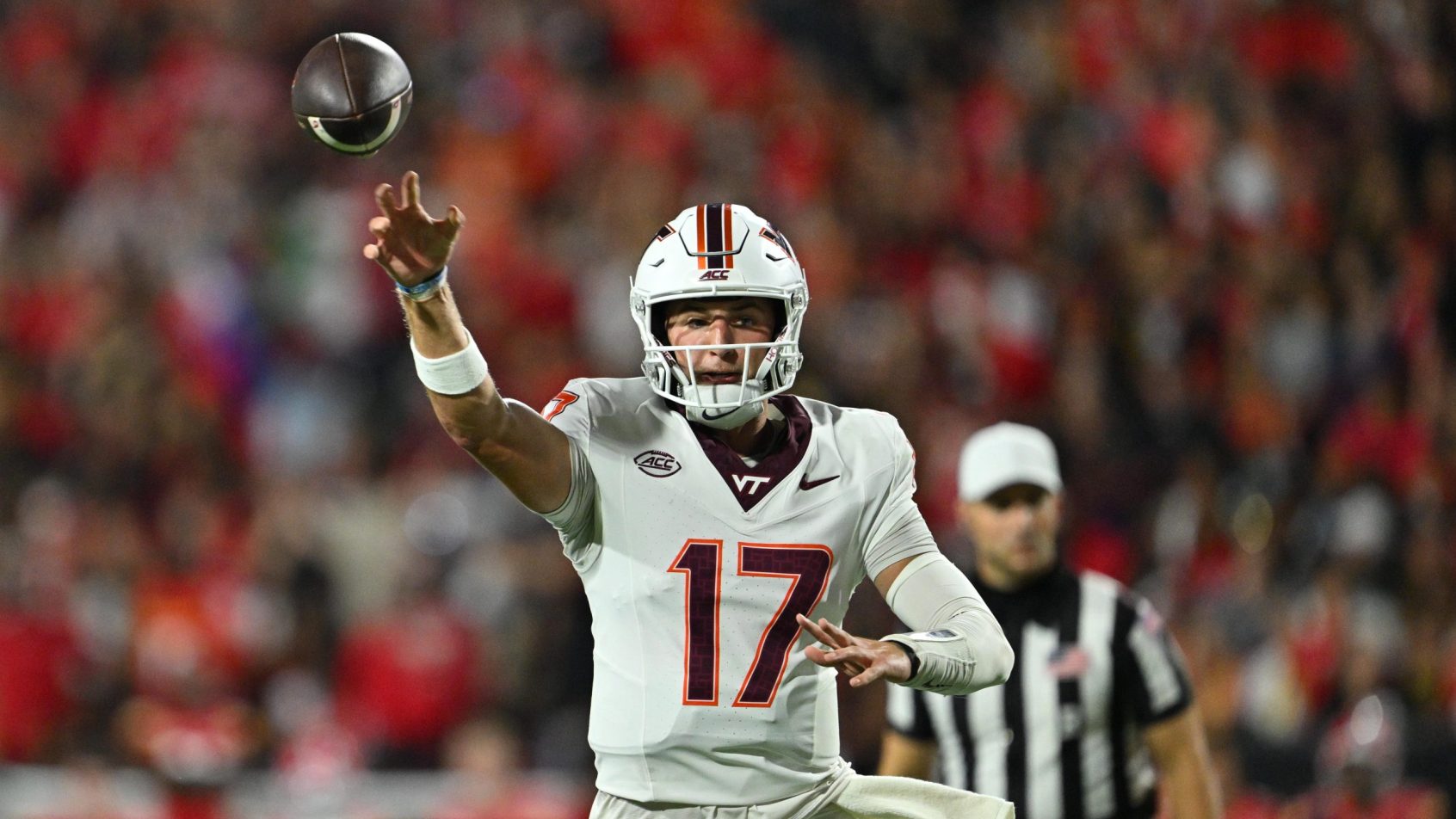Ethan Grunkemeyer completes a pass in a game vs Maryland.
