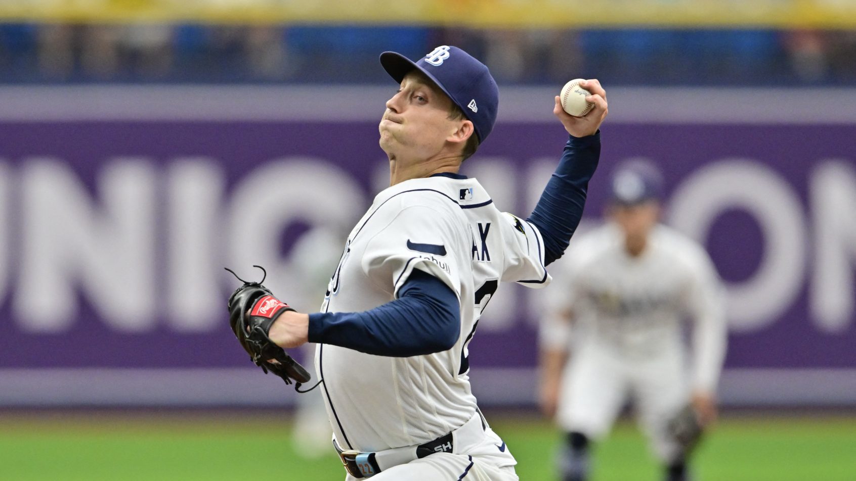 Griffin Jax pitching for the Tampa Bay Rays.