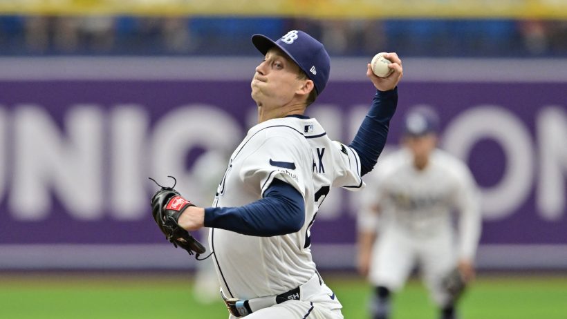 Griffin Jax pitching for the Tampa Bay Rays.