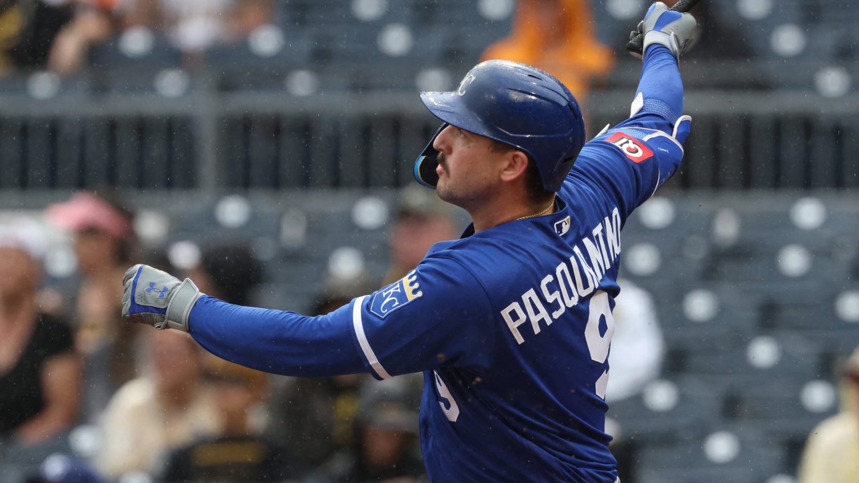 Vinnie Pasquantino slugs a home run vs the Pirates.