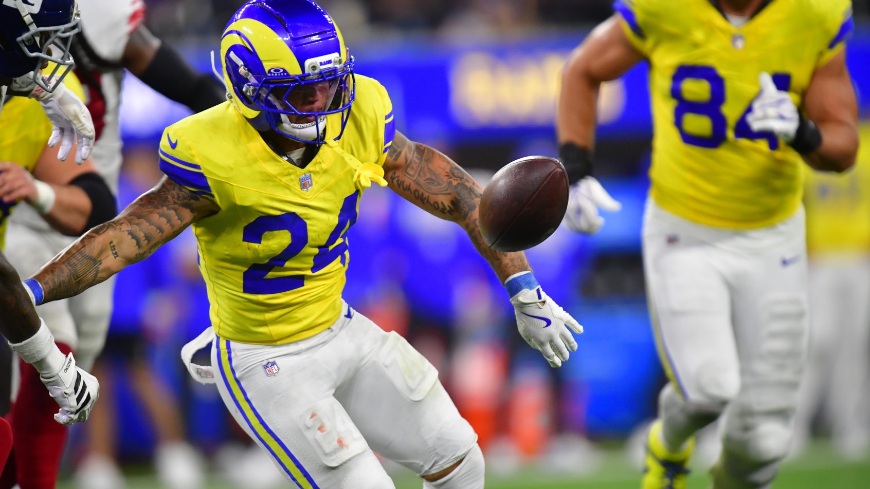 Blake Corum playing for the Rams in the 2026 NFL season.