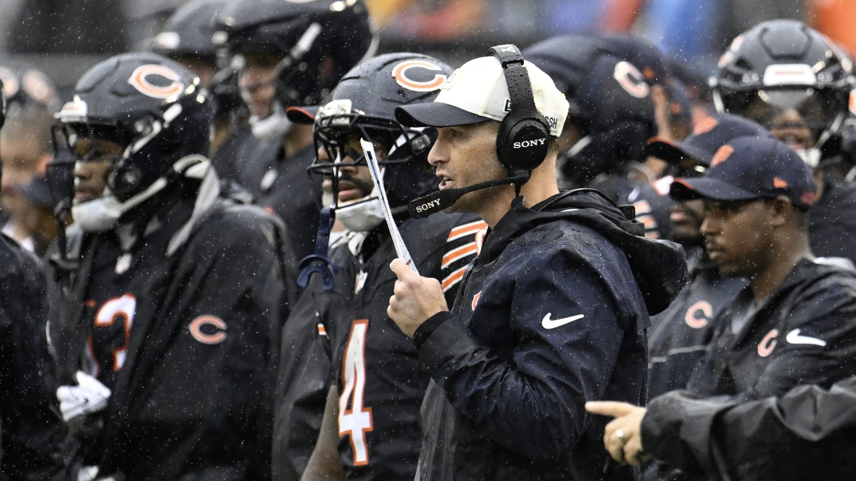 Ben Johnson and the Bears look on from the sidelines.