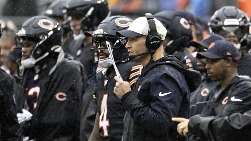 Ben Johnson and the Bears look on from the sidelines.