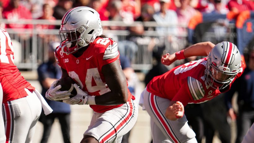 Ja'kobi Jackson rushes for an Ohio State touchdown.