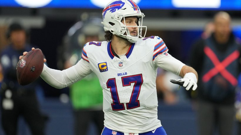 Josh Allen playing for the Bills against the Rams.