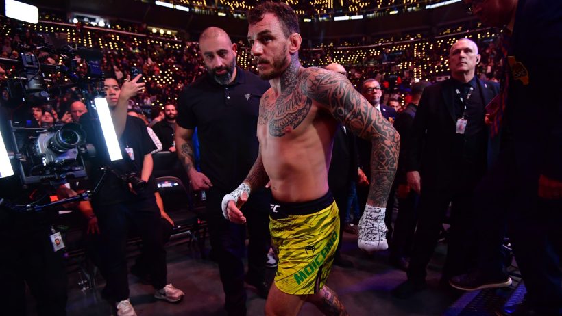 Renato Moicano leaves the octagon after suffering a defeat at UFC 311.
