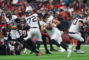 Trevor Lawrence playing for the Jaguars vs the Texans.