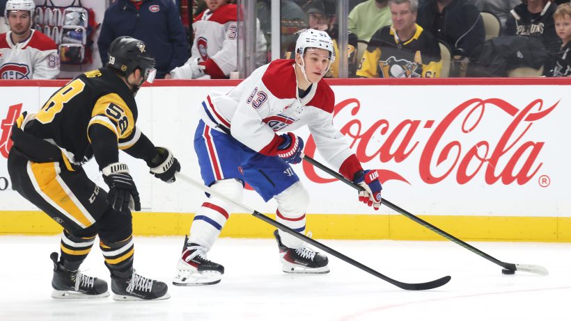 Kris Letang and Ivan Demidov in Canadiens vs Penguins