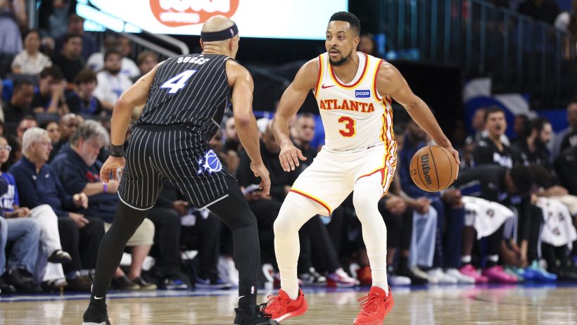 Jalen Suggs playing against the Atlanta Hawks in the 2025-26 NBA season.