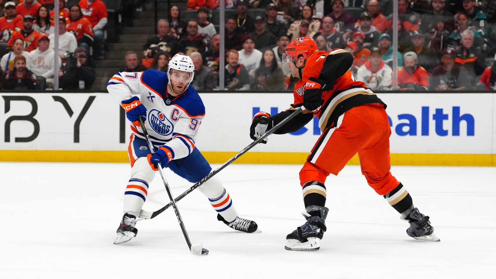 Connor McDavid tries to score.