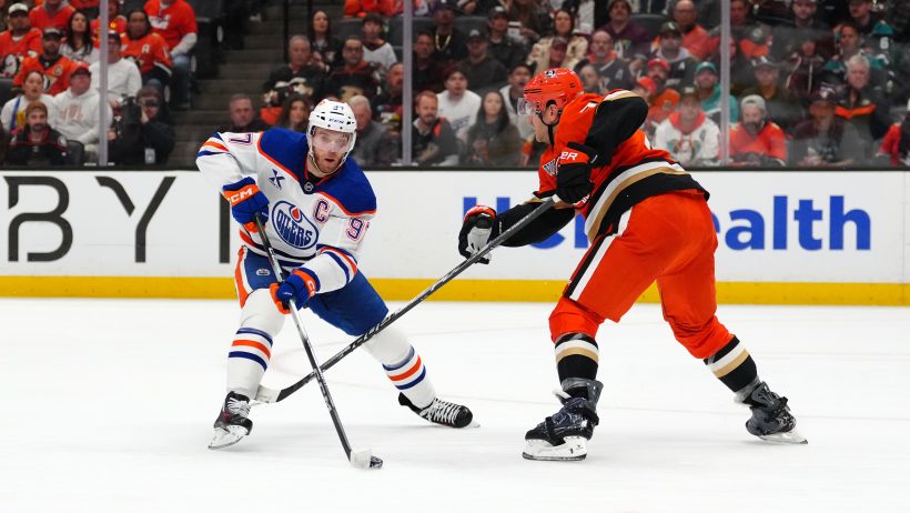 Connor McDavid tries to score.
