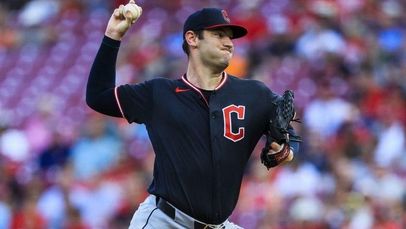 Gavin Williams pitching for the Guardians in the 2026 MLB season.