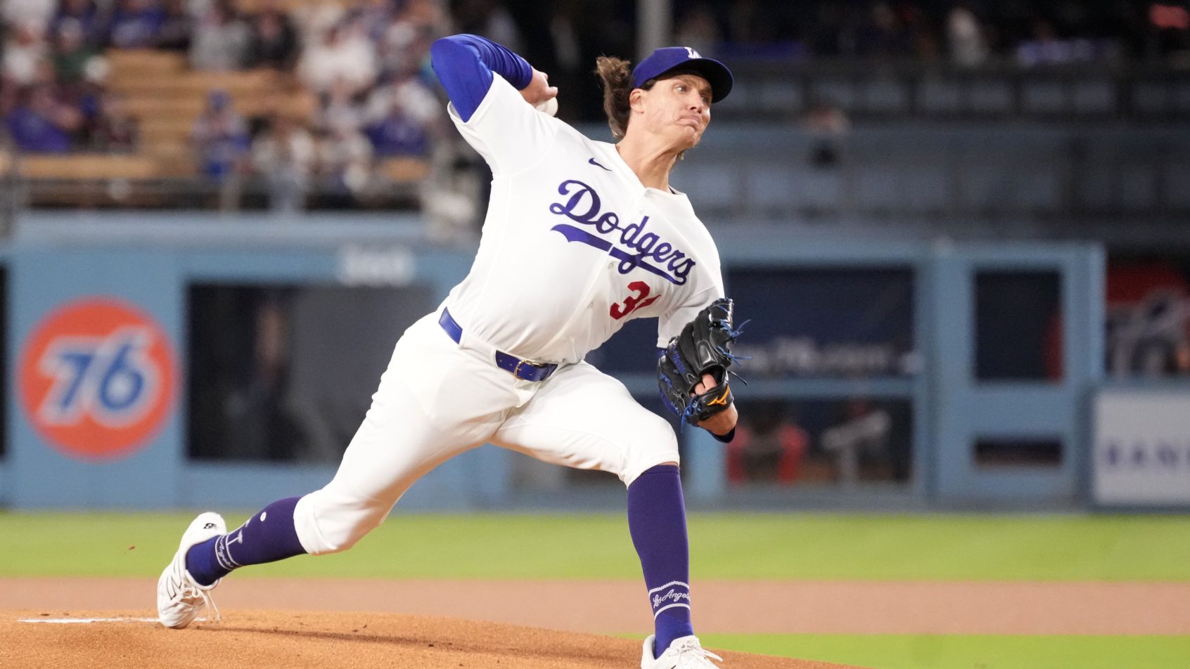 Tyler Glasnow pitching for the Dodgers in the 2026 MLB season.