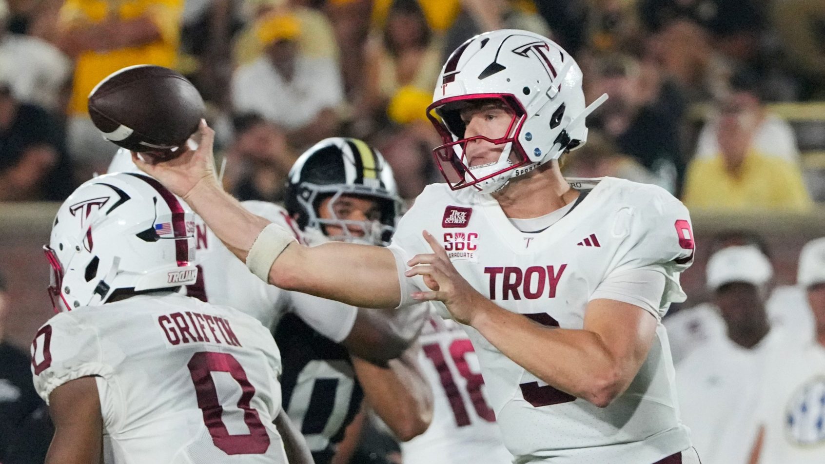 Goose Crowder fires a pass versus Mizzou.