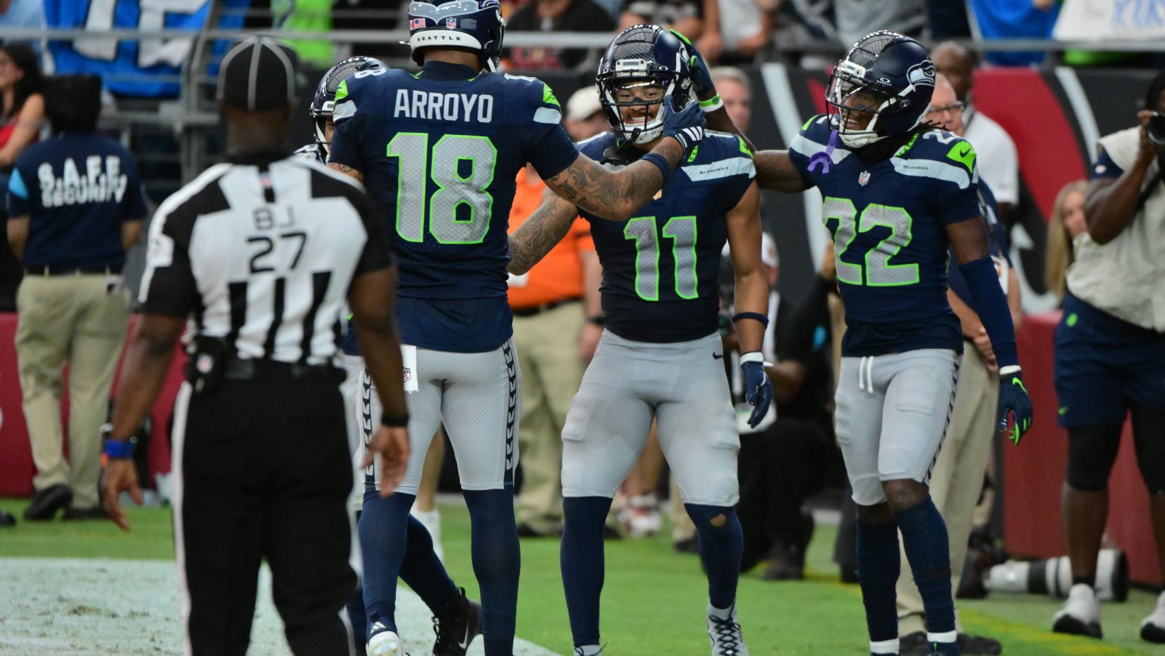 Jaxon Smith-Njigba playing for the Seahawks in the 2026 NFL season.