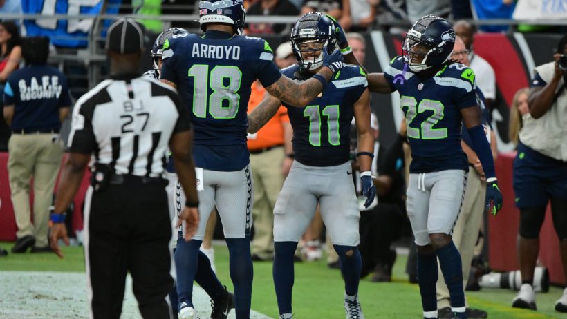 Jaxon Smith-Njigba playing for the Seahawks in the 2026 NFL season.