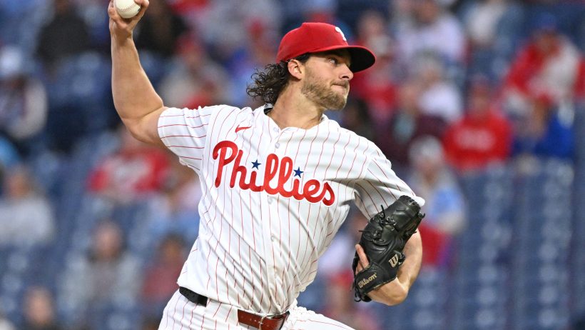 Aaron Nola pitching for the Philadelphia Phillies.