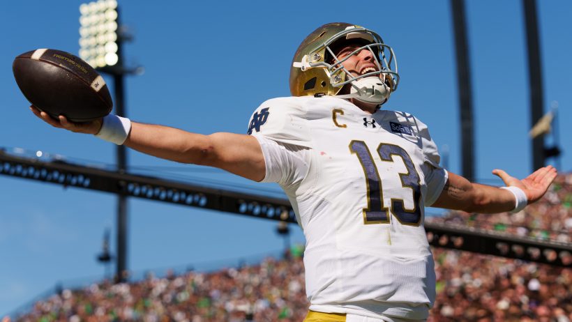 CJ Carr celebrates a TD vs Purdue.