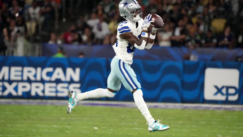 Ceedee Lamb catches the ball.