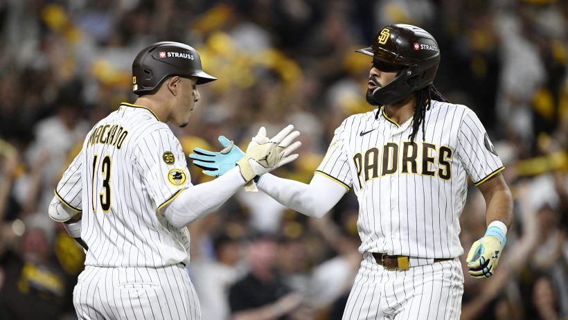 Fernando Tatis and Manny Machado playing for the Padres in the 2026 MLB Playoffs.