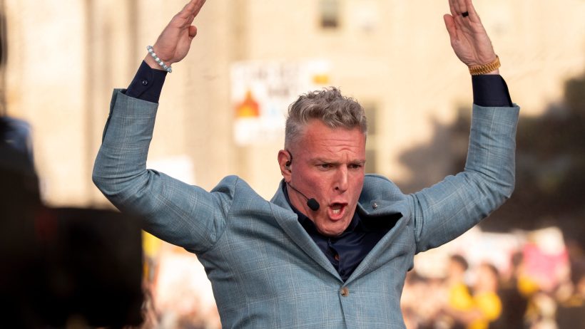 Pat McAfee leads Iowa fans during ESPN College GameDay in Iowa City
