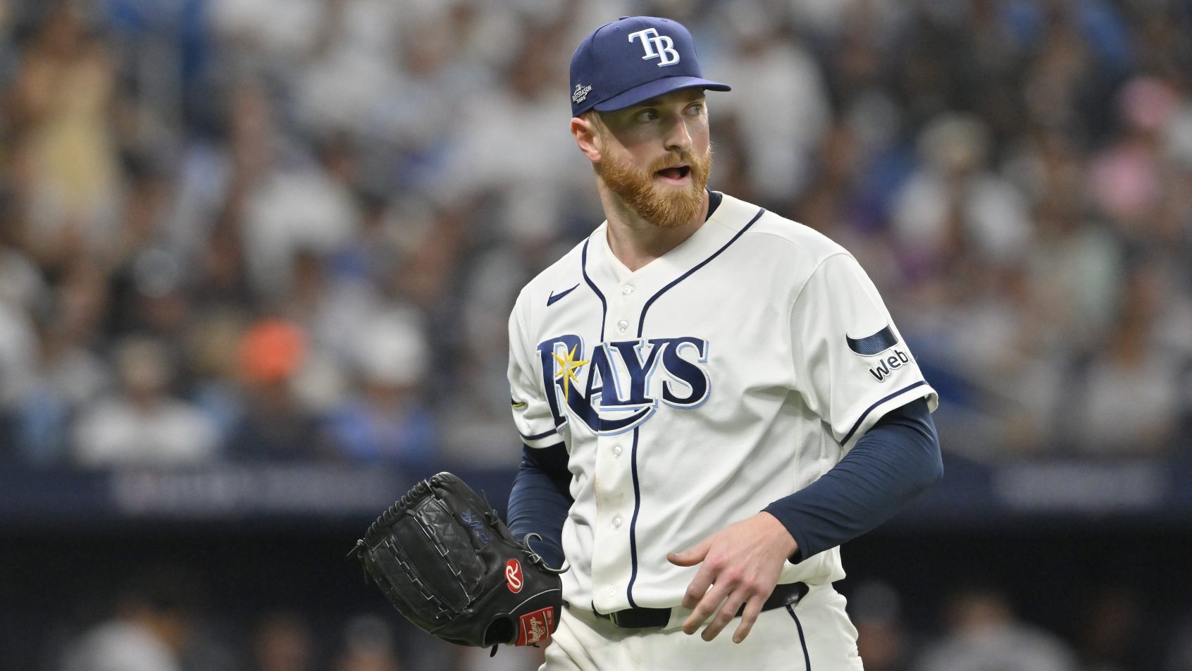Drew Rasmussen pitching for the Rays in the 2026 MLB season.