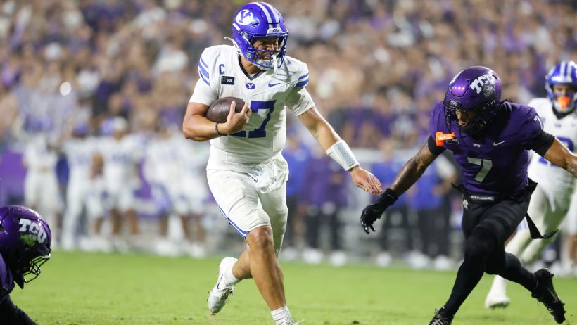 Bear Bachmeier scores a BYU rushing TD vs TCU.