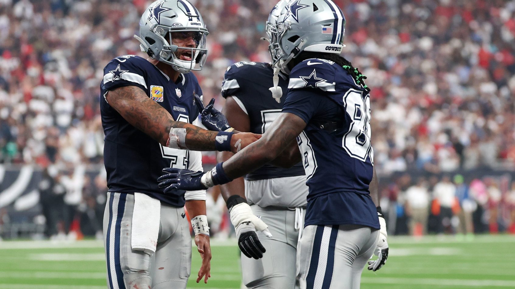 Dak Prescott celebration with CeeDee Lamb