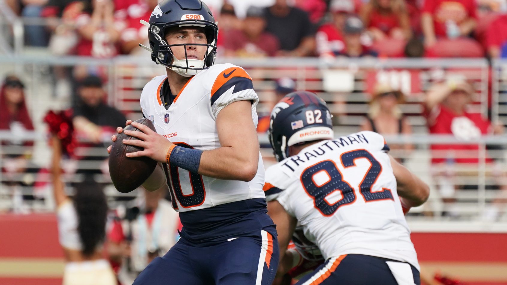 Bo Nix playing for the Broncos in the 2026 NFL season.