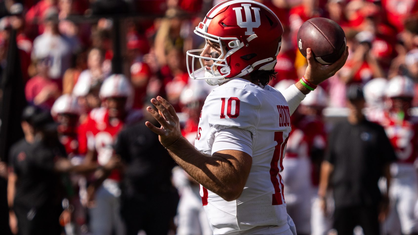 Indiana quarterback Josh Hoover passes against Nebraska