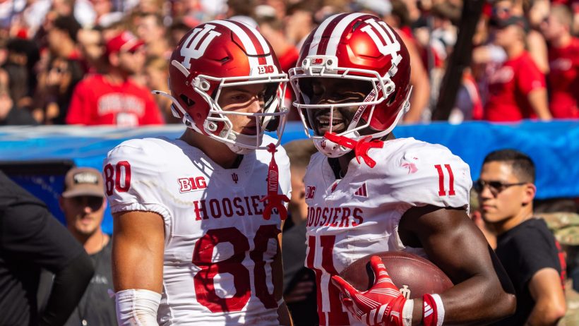 Indiana celebrates a TD vs Nebraska.