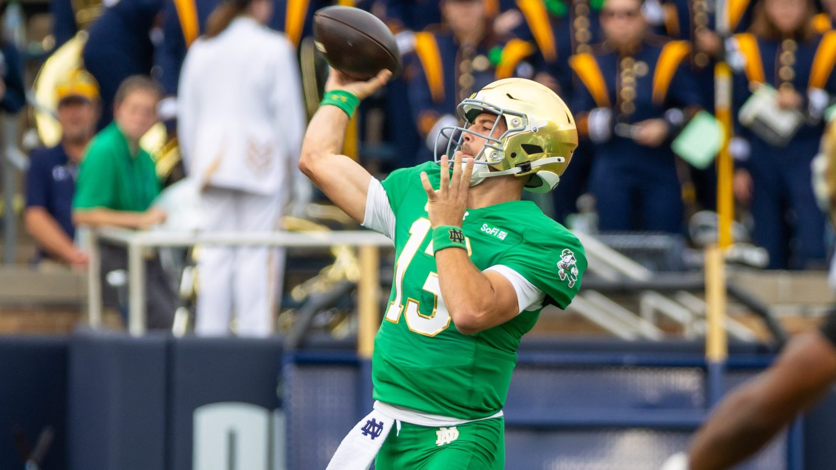 CJ Carr airs it out against the Stanford defense.