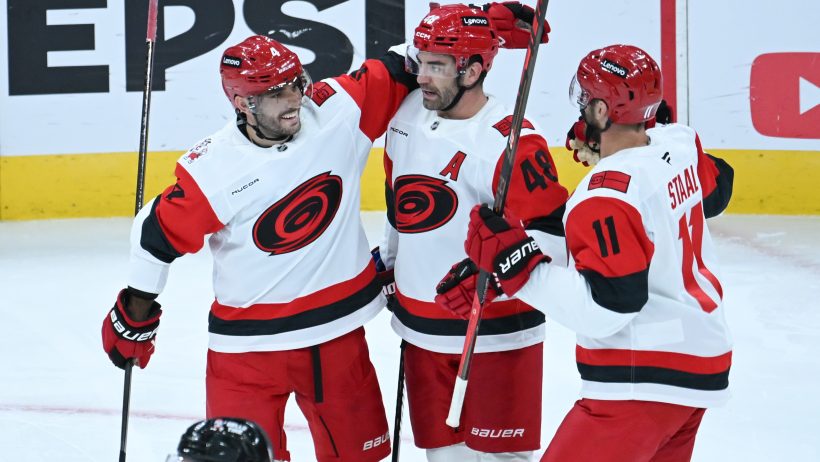 Carolina Hurricanes celebrating a goal in the 2026 NHL season.