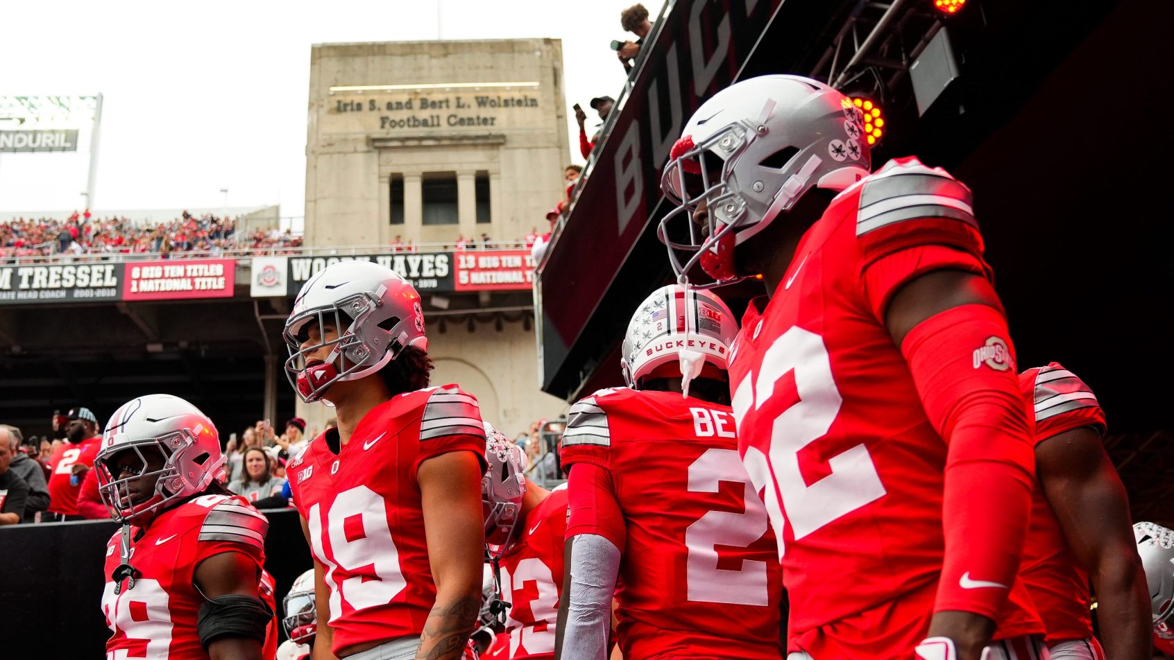 Ohio State gets set to run out onto the field in a game against Maryland.