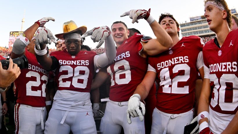 Oklahoma celebrates a victory over Texas.