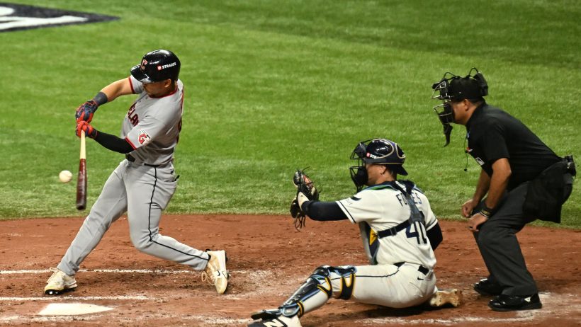 Steven Kwan in Rays vs Guardians in the 2026 ALCS.