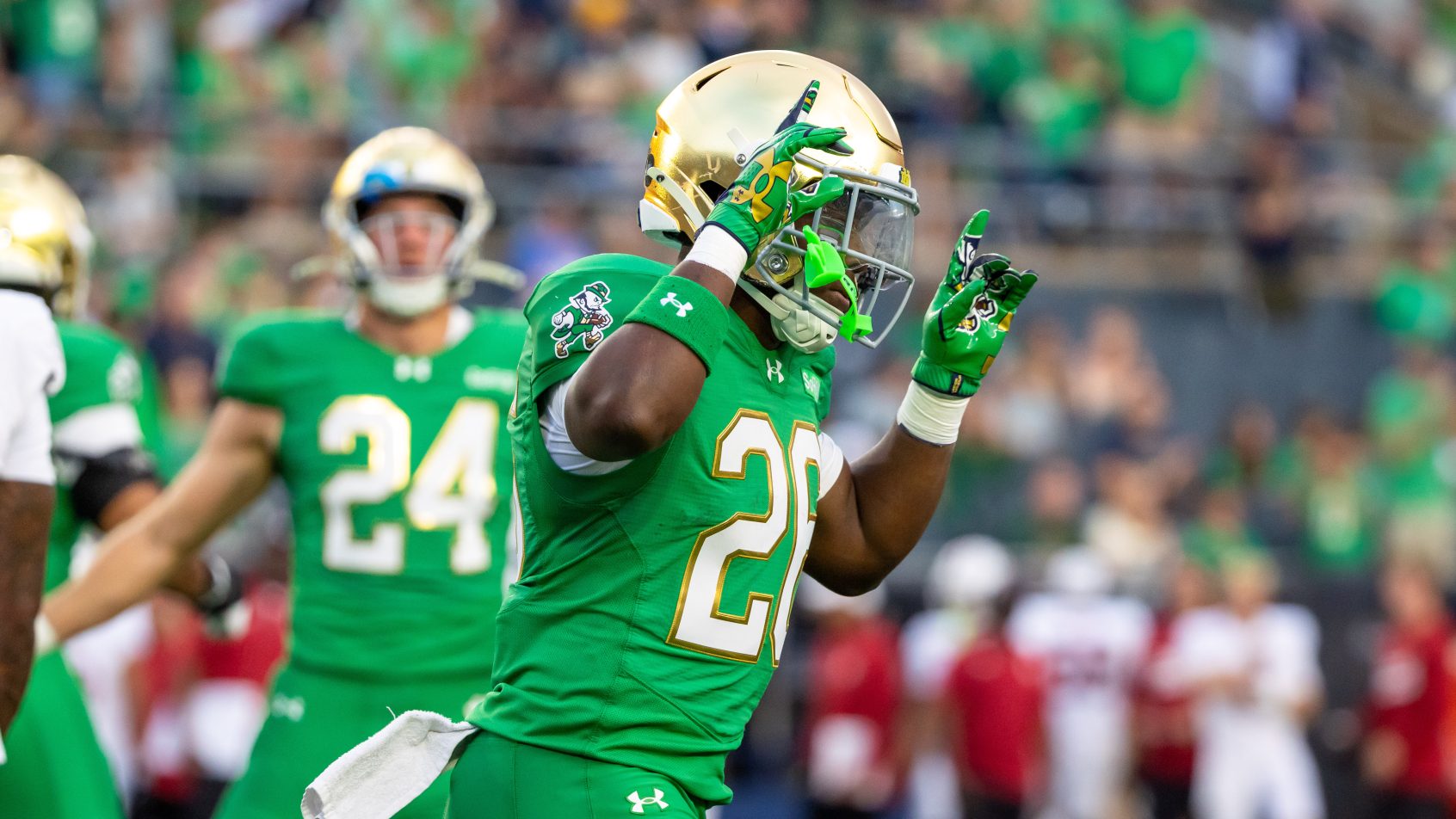 Notre Dame celebrates a touchdown in a win over Stanford.