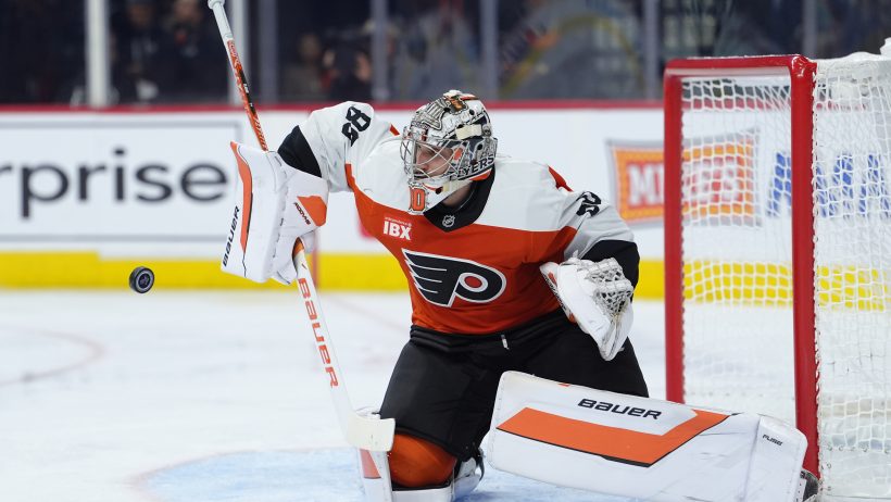 Dan Vladar playing for the Flyers in the 2026-27 NHL season.