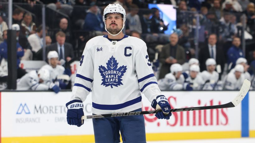 Auston Matthews waits for play to start.