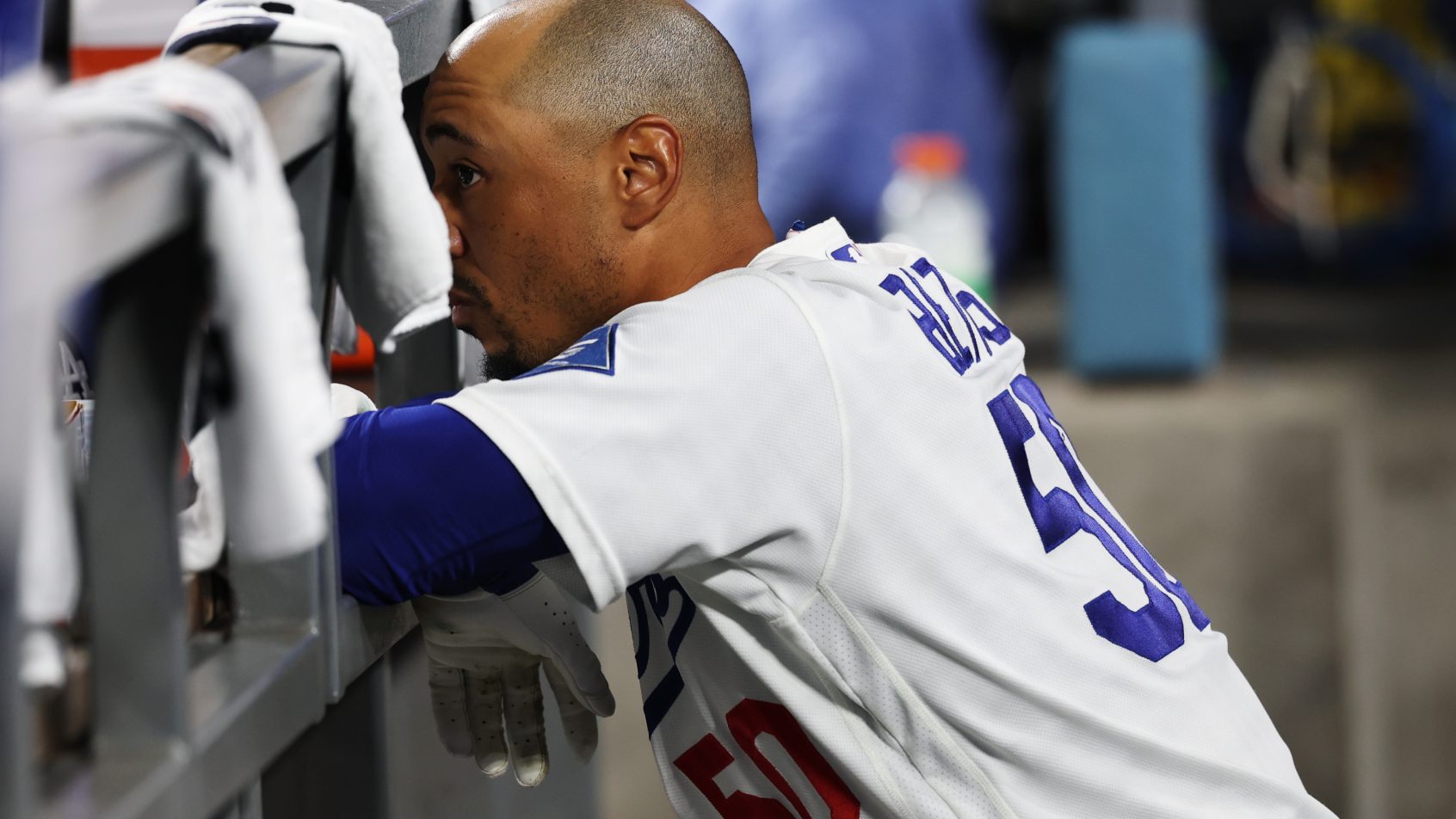 Mookie Betts in the dugout