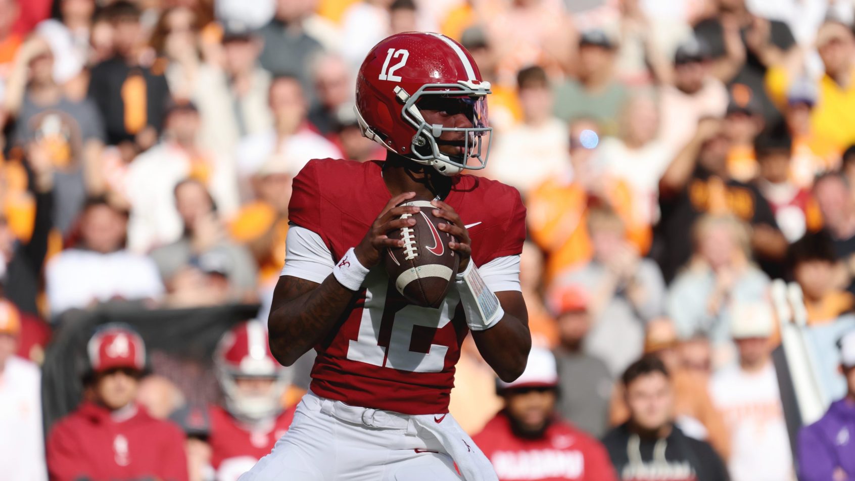 Keelon Russell drops back to pass vs Tennessee.