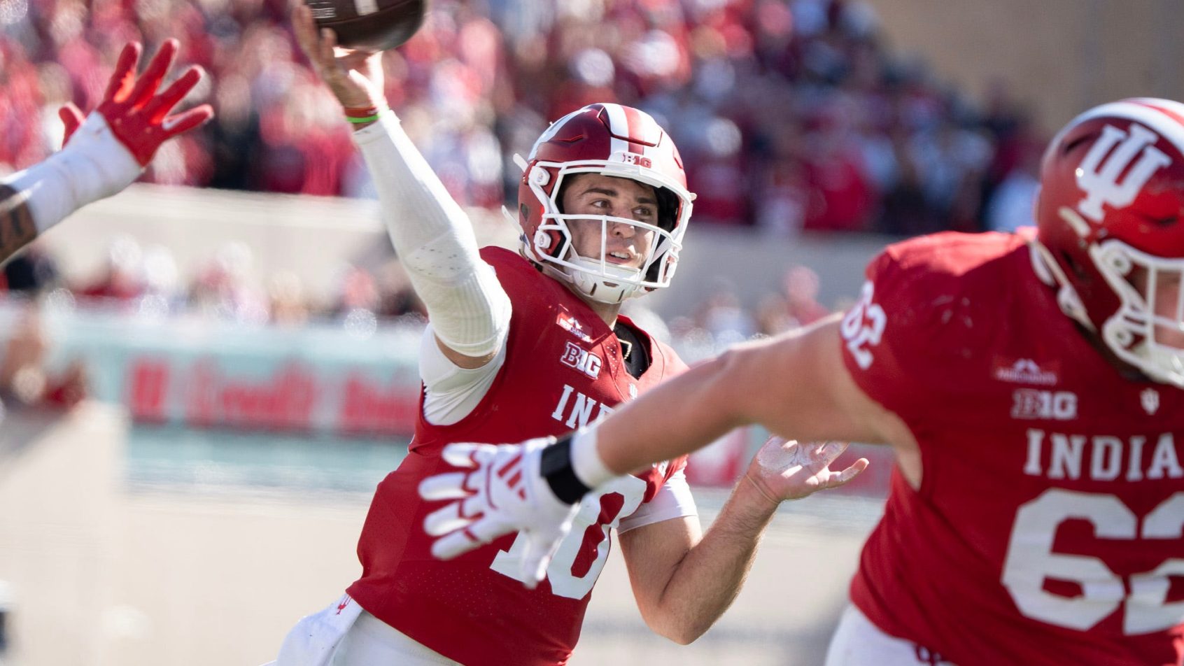 Indiana quarterback Josh Hoover throws a pass against Ohio State