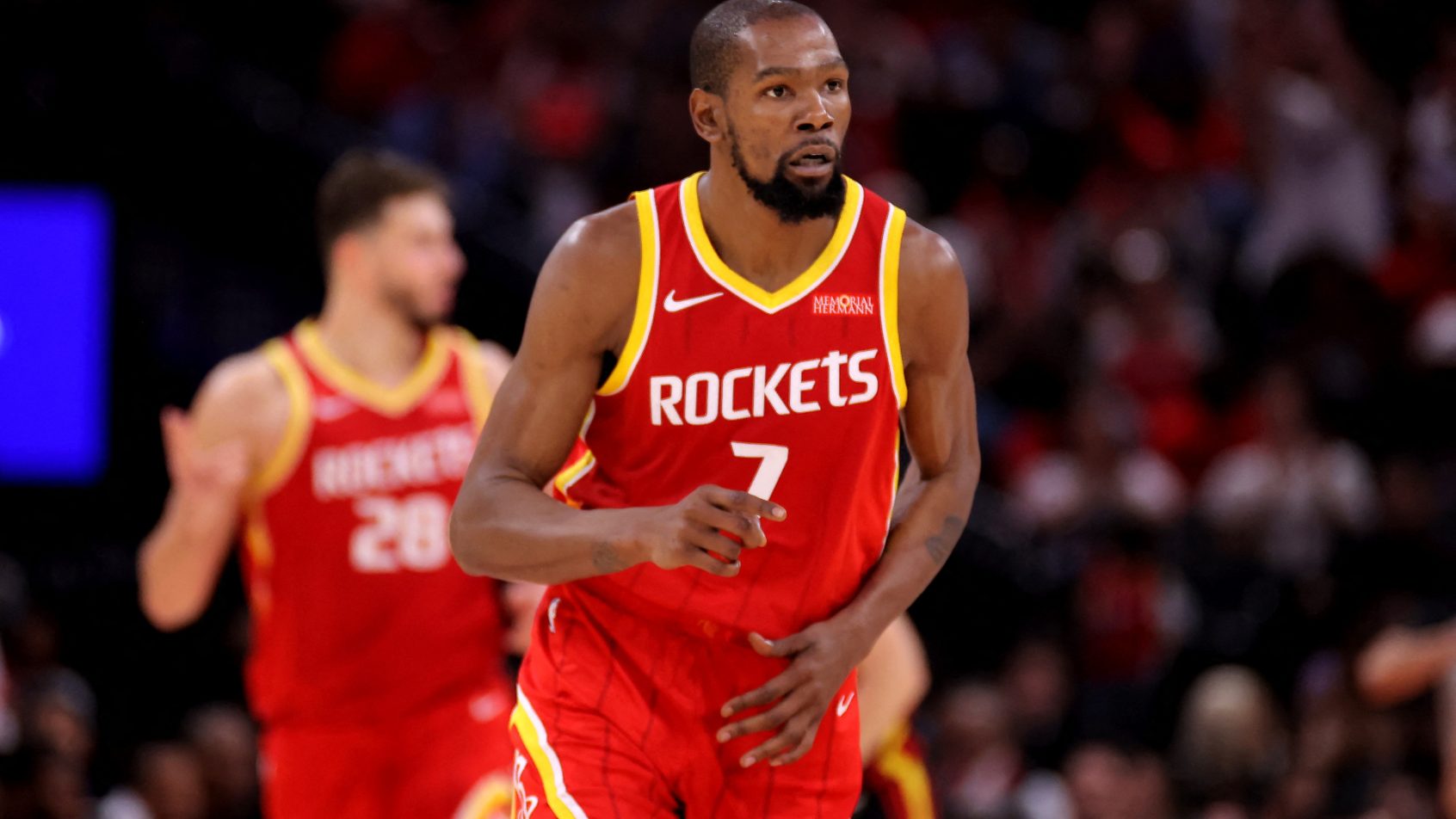 Kevin Durant playing for the Rockets in the 2026-27 NBA season.